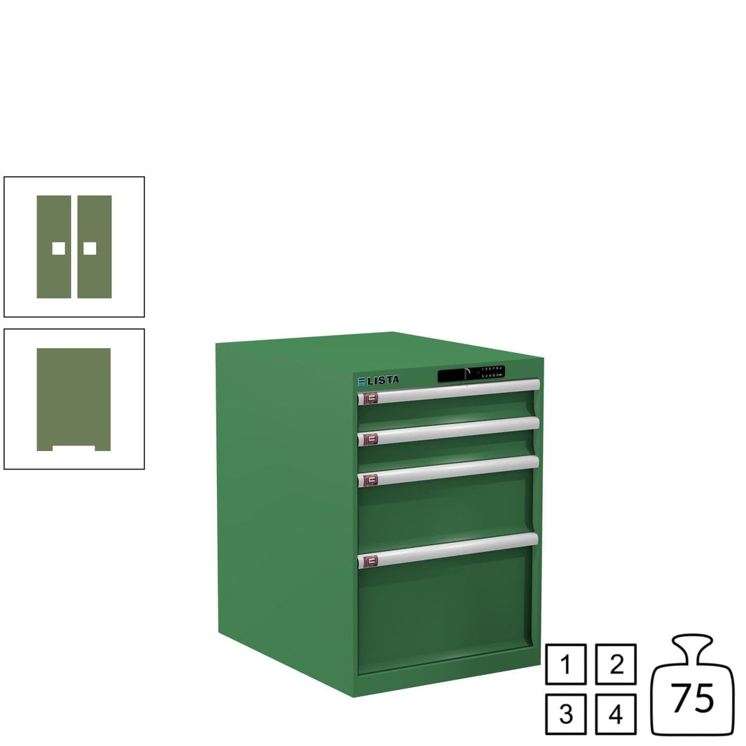 Lista Schubladenschrank - 14.371.010 - 800x564x725 mm (HxBxT) - 4 Schubladen - 75 kg - Key Lock - lichtblau (RAL 5012)