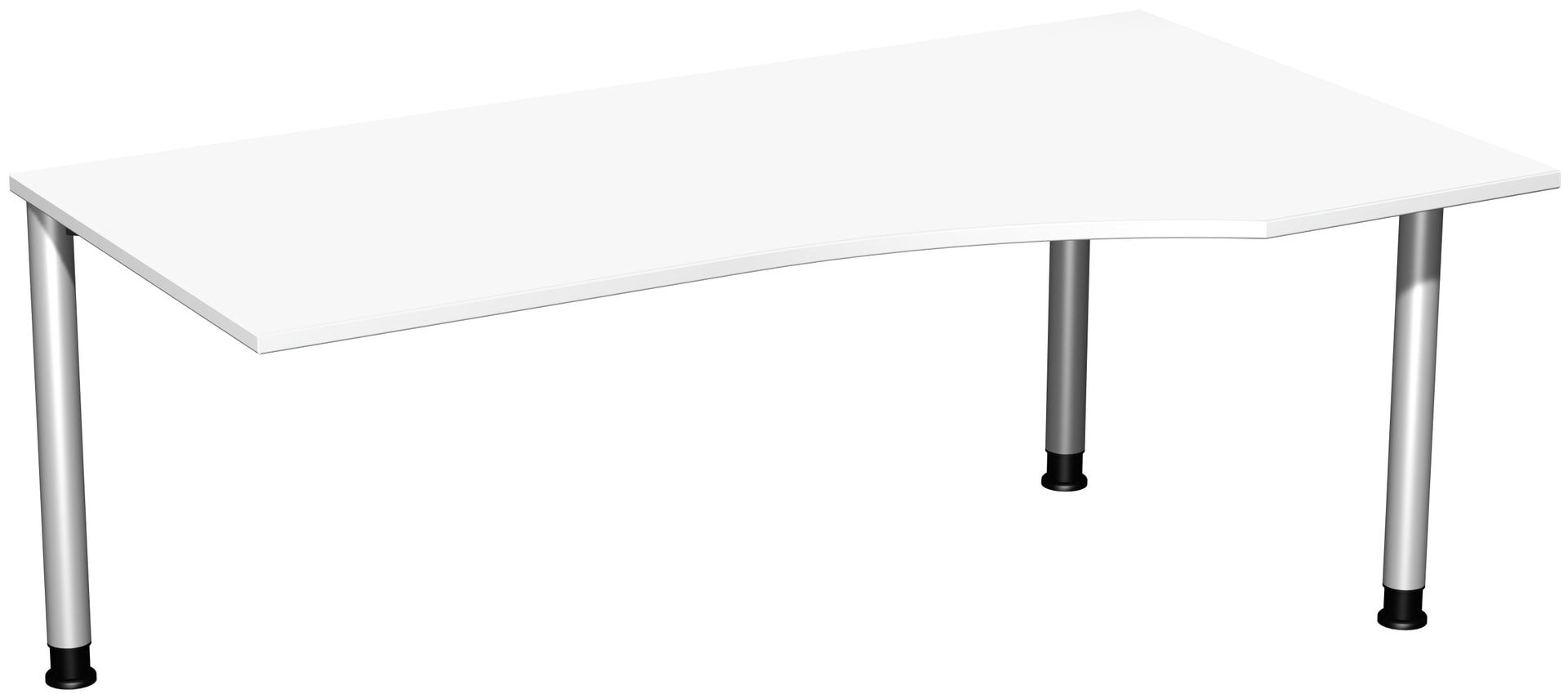 Eckschreibtisch mit einseitig verkürzten Füßen, 4-Fuß Flex, Ecke rechts, Höhe 680-800 mm, 1.600 x 1.000 mm (BxT), Gestell anthrazit, Ahorn