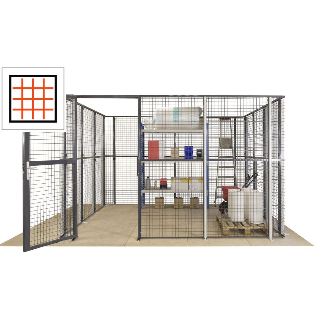 Maschinen Schutzgitter - Hallentrennwand - Sicherheitszaun - Tür - 72 m - 2.200 x 21.400 x 15.400 mm (HxBxT) - enzianblau