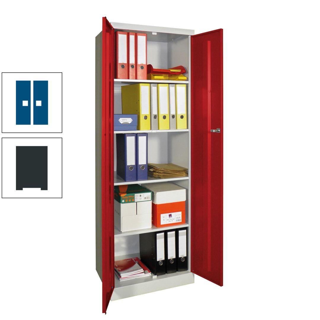 Aktenschrank - Sockel - 4 Böden - 1.800x600x500 mm (HxBxT) - Zylinderschloss - anthrazitgrau
