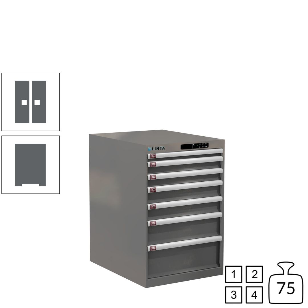 Lista Schubladenschrank - 14.404.010 - 850x564x725 mm (HxBxT) - 7 Schubladen - 75 kg - Key Lock - lichtblau (RAL 5012)