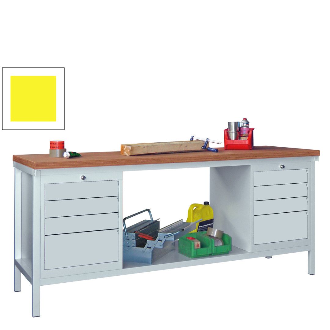 Werkbank - 2 Schubladenblöcke - 900 x 2.000 x 700 mm (HxBxT) - anthrazitgrau