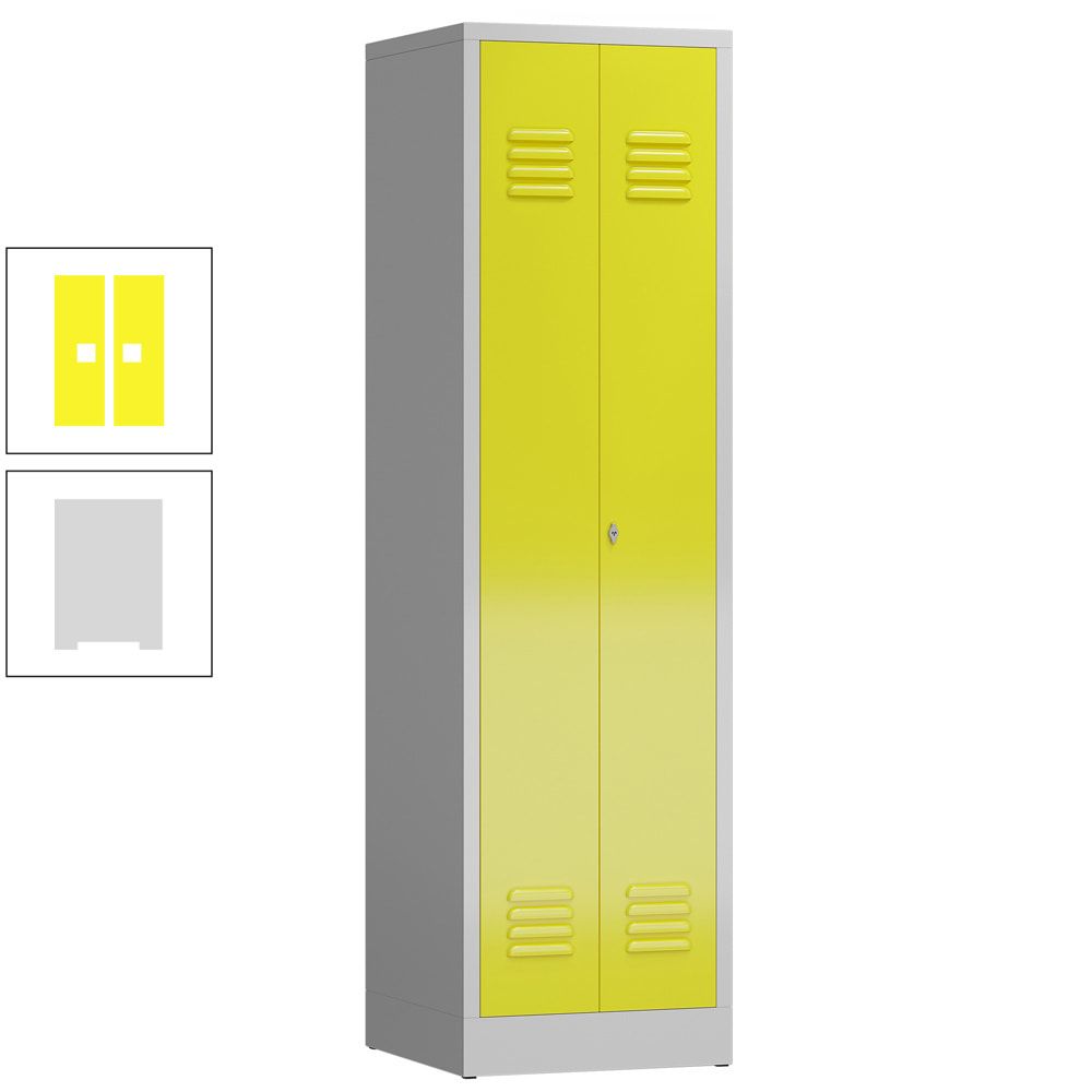 Mehrzweckschrank, Garderobenschrank, 2 Abteile, 6 Fächer, 1.800 x 500 x 500 mm (HxBxT), Drehriegel, Stahl, Korpus: lichtgrau, Front: anthrazitgrau