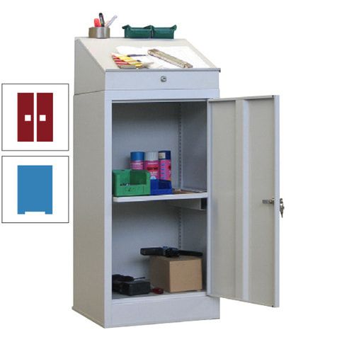 Stehpult mit Schrank - Vollblechtür - Zylinderschloss - 1 Ausziehboden - 1.270x500x500 mm (HxBxT) - anthrazitgrau