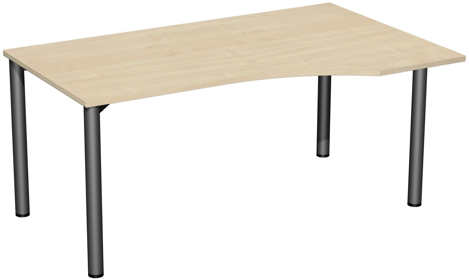 Eckschreibtisch - Ecke rechts - 4-Fuß Flex - 720 x 1.600 x 1.000 mm (HxBxT) - Gestell anthrazit - Ahorn