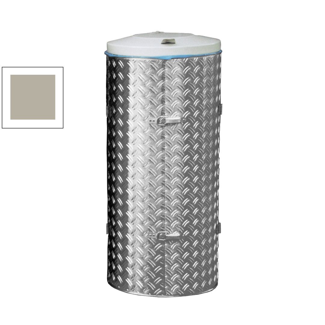 Abfallbehälter aus Edelstahl u. Alu-Duett-Blech - Inh. 120 l - Deckelfarbe blau