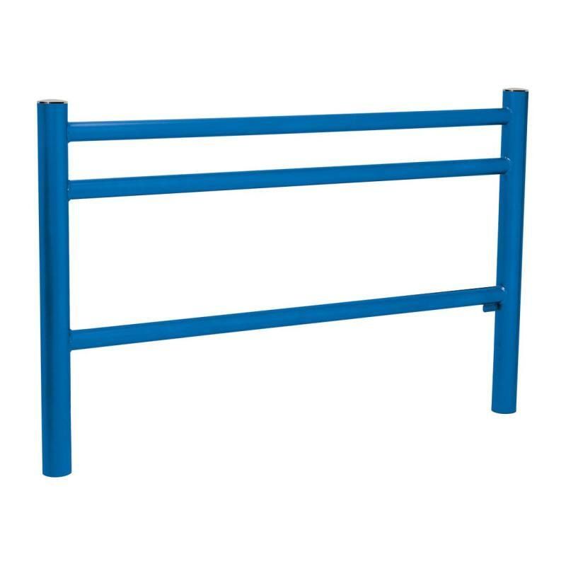 Geländer 3 Stahlrohre - 1.000 x 1.572 mm - Pfosten mit Edelstahlkopf - Farbe enzianblau - Außengeländer Systemgeländer