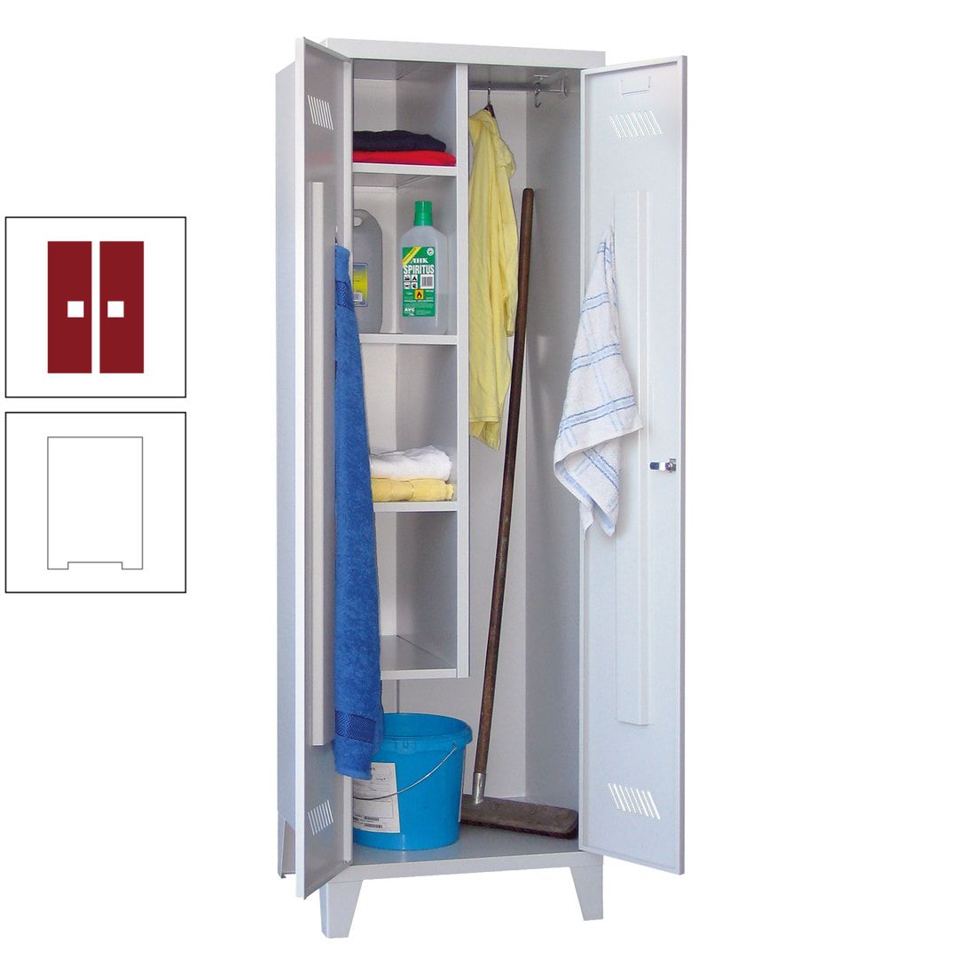 Putzschrank mit Füßen - 1 Abteil mit Trennwand - 1.850x600x500 mm (HxBxT) - Drehriegel - anthrazitgrau