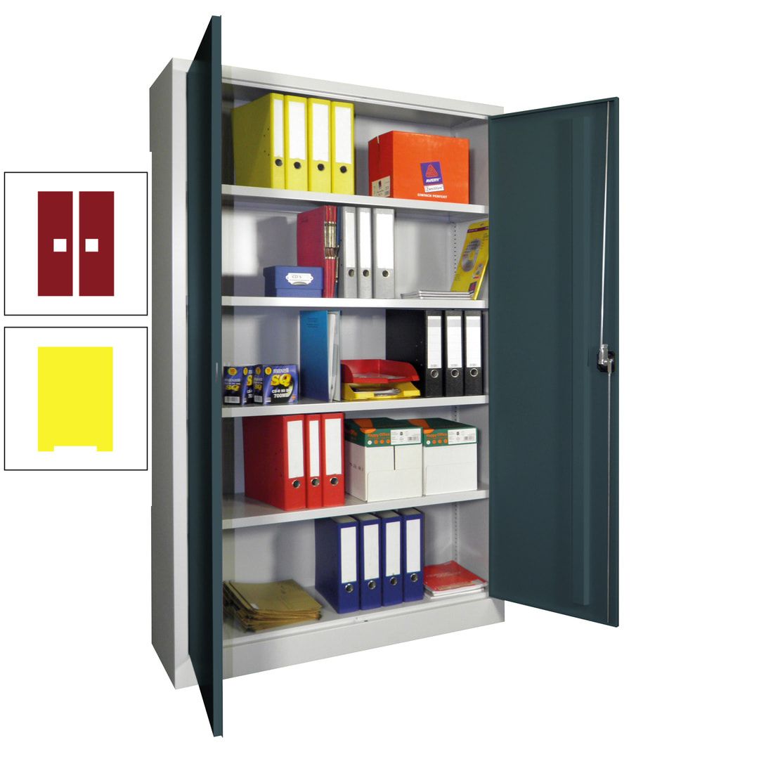 Aktenschrank - Vollblechtüren - 1.950x1.200x400 mm (HxBxT) - 4 Einlegeböden verzinkt - Zylinderschloss - anthrazitgrau