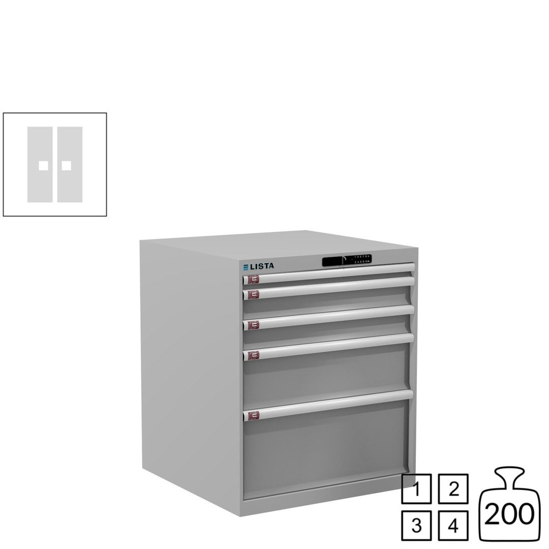 Lista Schubladenschrank - 14.411.010 - 850x717x725 mm (HxBxT) - 5 Schubladen - 75 kg - Key Lock - lichtblau (RAL 5012)