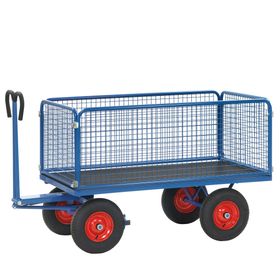 Fetra - Handpritschenwagen - Traglast 1.000 kg - (BxT) 900 x 1.600 mm - Drahtgitterwände 600 mm - Bereifung und Zugöse wählbar