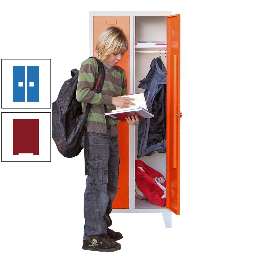 Spindschrank f. Schulen - mit Füßen - Höhe 1.600 mm - 3 Abteile a 300 mm - Drehriegel - anthrazitgrau