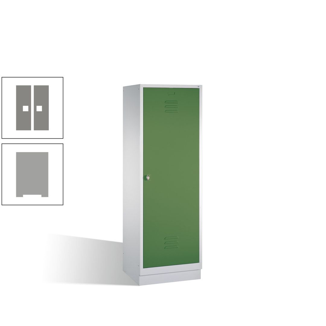 Doppel-Spind mit Großtür, Garderobenschrank mit Sockel, 2 Abteile a 300 mm, Korpus anthrazitgrau, Tür anthrazitgrau, 1.800 x 610 x 500 mm (HxBxT)