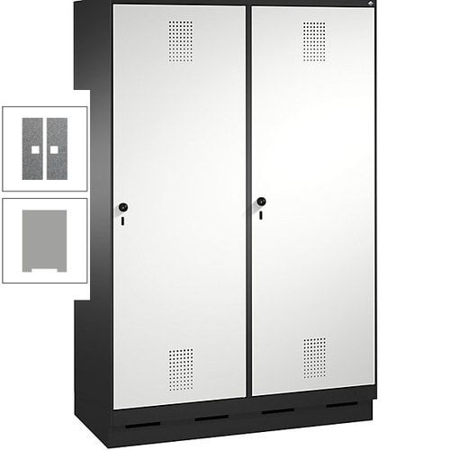 Doppel-Spind, Garderobenschrank, 2 Türen für 4 Abteile a 300 mm, Korpus anthrazitgrau, Türen anthrazitgrau, 1.800 x 1.200 x 500 mm (HxBxT)