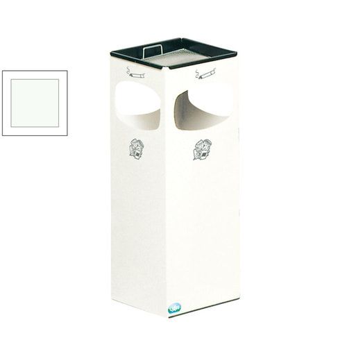 Abfalleimer mit Ascher - Volumen 29 l - eckig - 660 x 250 x 250 mm (HxBxT) - Antik-silber