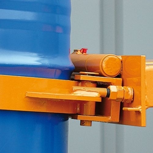 Fassgreifer für Gabelstapler, Kapazität 1 x 220 l Fass, Traglast 500 kg, Kettensicherung, Oberfläche Feuerverzinkt
