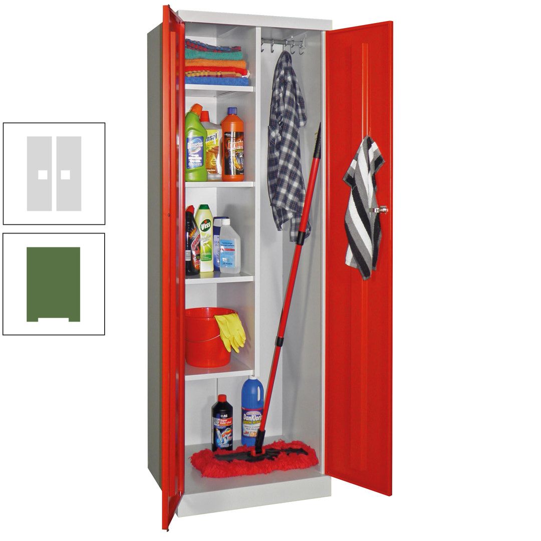 Putzschrank mit Sockel - 1 Abteil mit Trennwand - 1.800x600x500 mm (HxBxT) - Zylinderschloss - anthrazitgrau