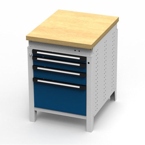 OTTOKIND Werkbank - Arbeitsplatte bündig - 850 x 605 x 750 mm (HxBxT) - 4 Schubladen - 60:1 / 90:1 / 120:1 / 300:1 - lichtgrau / anthrazitgrau