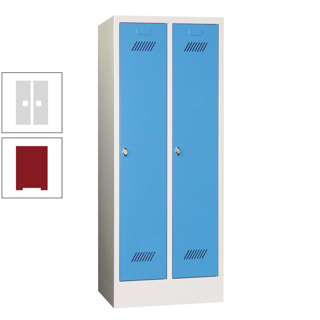 Spindschrank f. Schulen - mit Sockel - Höhe 1.600 mm - 2 Abteile a 300 mm - Drehriegel - anthrazitgrau