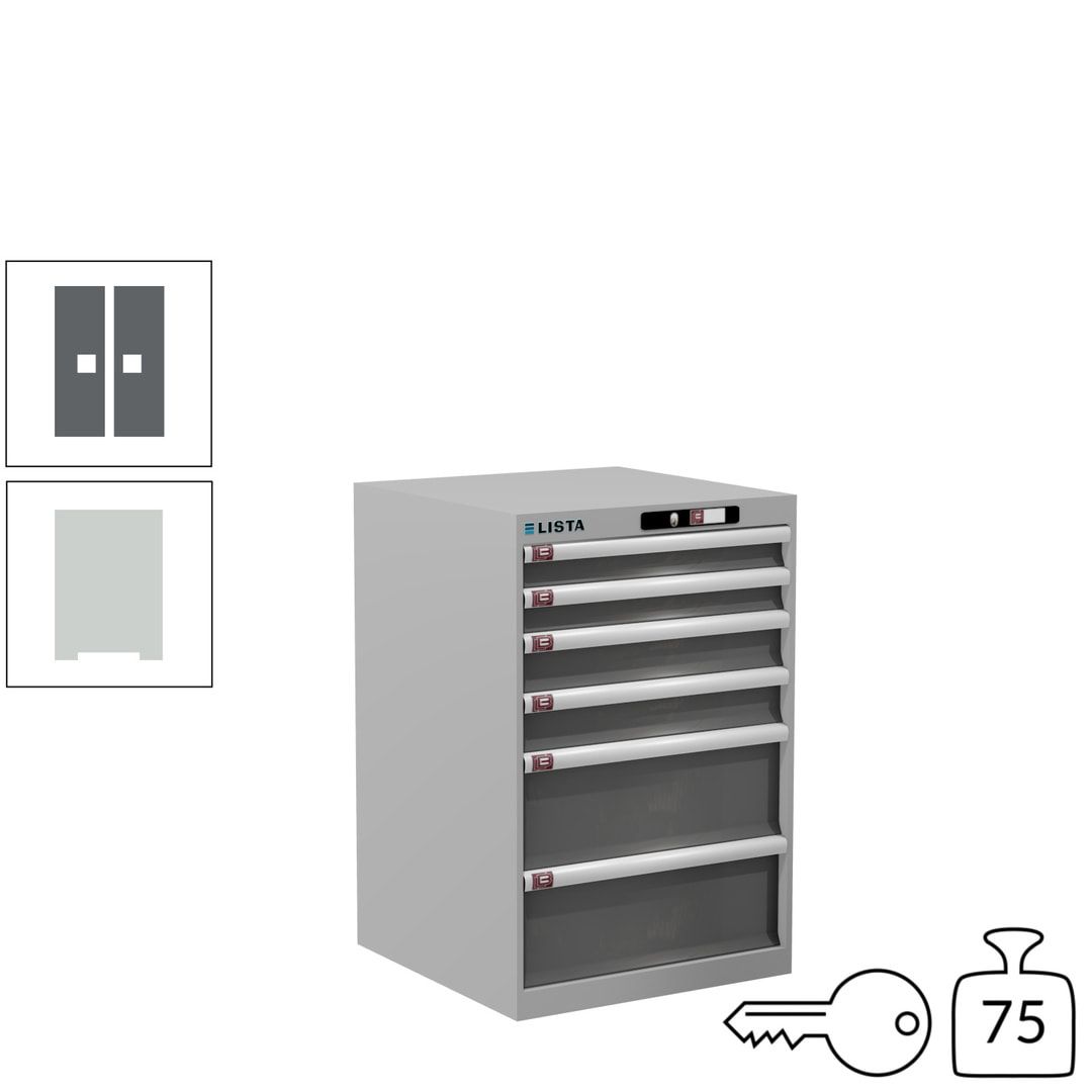 Lista Schubladenschrank - 14.258.010 - 850x564x572 mm (HxBxT) - 6 Schubladen - 75 kg - Key Lock - lichtblau (RAL 5012)