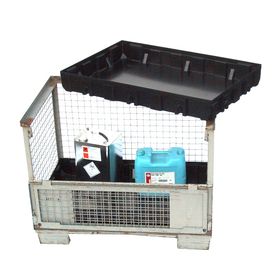 ABS-Auffangwanne für Gitterboxen - Traglast 500 kg - 145 x 1.180 x 780 mm (HxBxT) - schwarz - Gitterrost wählbar
