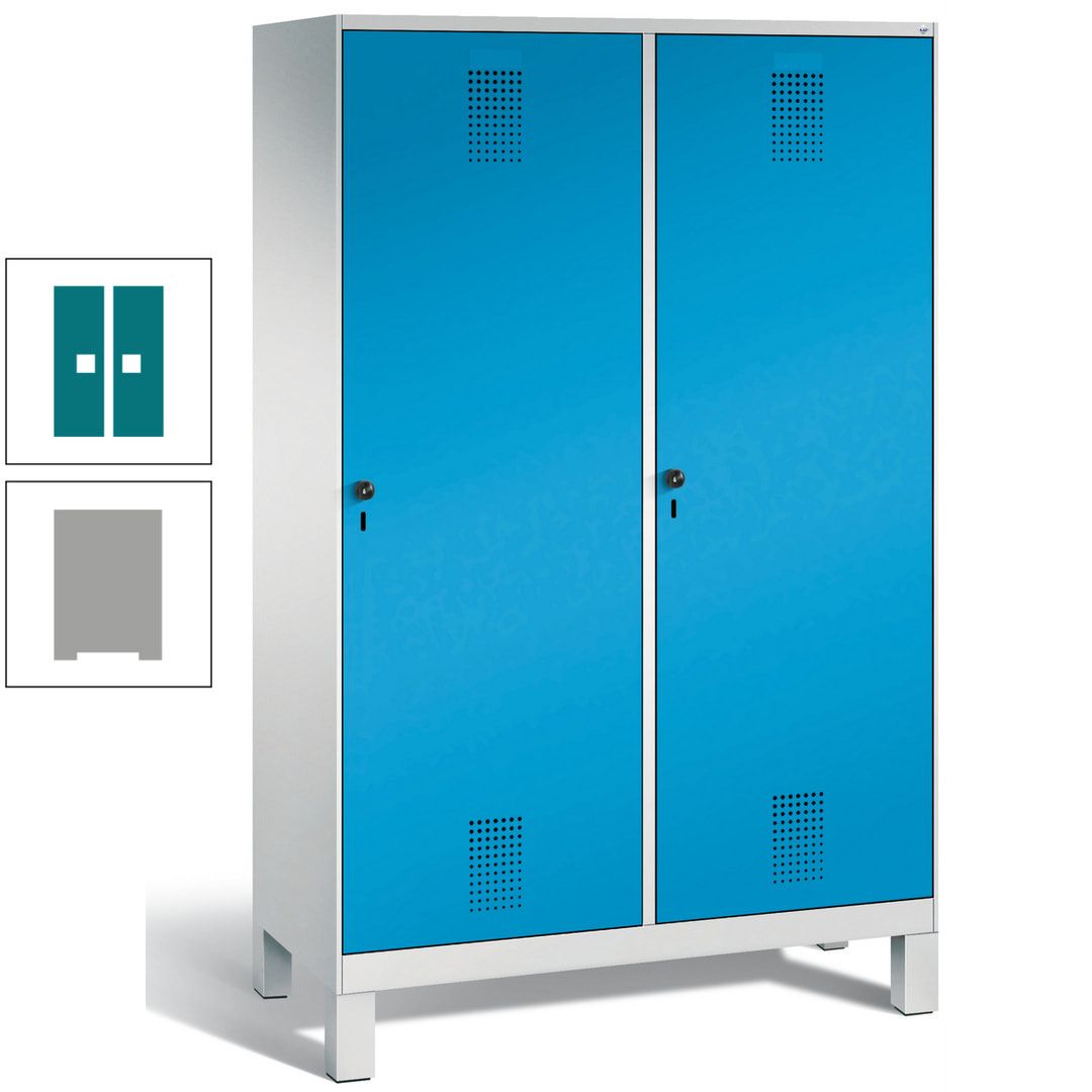 Doppel-Spind, Garderobenschrank, 2 Türen für 4 Abteile a 300 mm, Korpus anthrazitgrau, Türen anthrazitgrau, 1.850 x 1.200 x 500 mm (HxBxT)