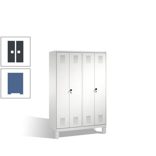 Doppel-Spind, Doppeltüren, Garderobenschrank mit Füßen, 4 Abteile a 300 mm, Korpus anthrazitgrau, Tür anthrazitgrau, 1.850 x 1.200 x 500 mm (HxBxT)