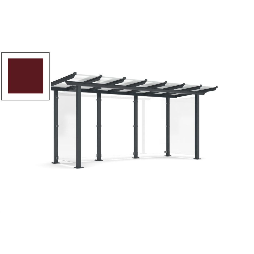 Unterstand mit Pultdach und Sicherheitsglas - feuerverzinkt und farbbeschichtet - 2.435 x 5.350 x 2.250 (HxBxT) - Farbe Achatgrau