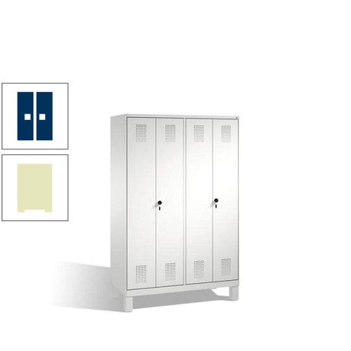 Doppel-Spind, Doppeltüren, Garderobenschrank mit Füßen, 4 Abteile a 300 mm, Korpus anthrazitgrau, Tür anthrazitgrau, 1.850 x 1.200 x 500 mm (HxBxT)