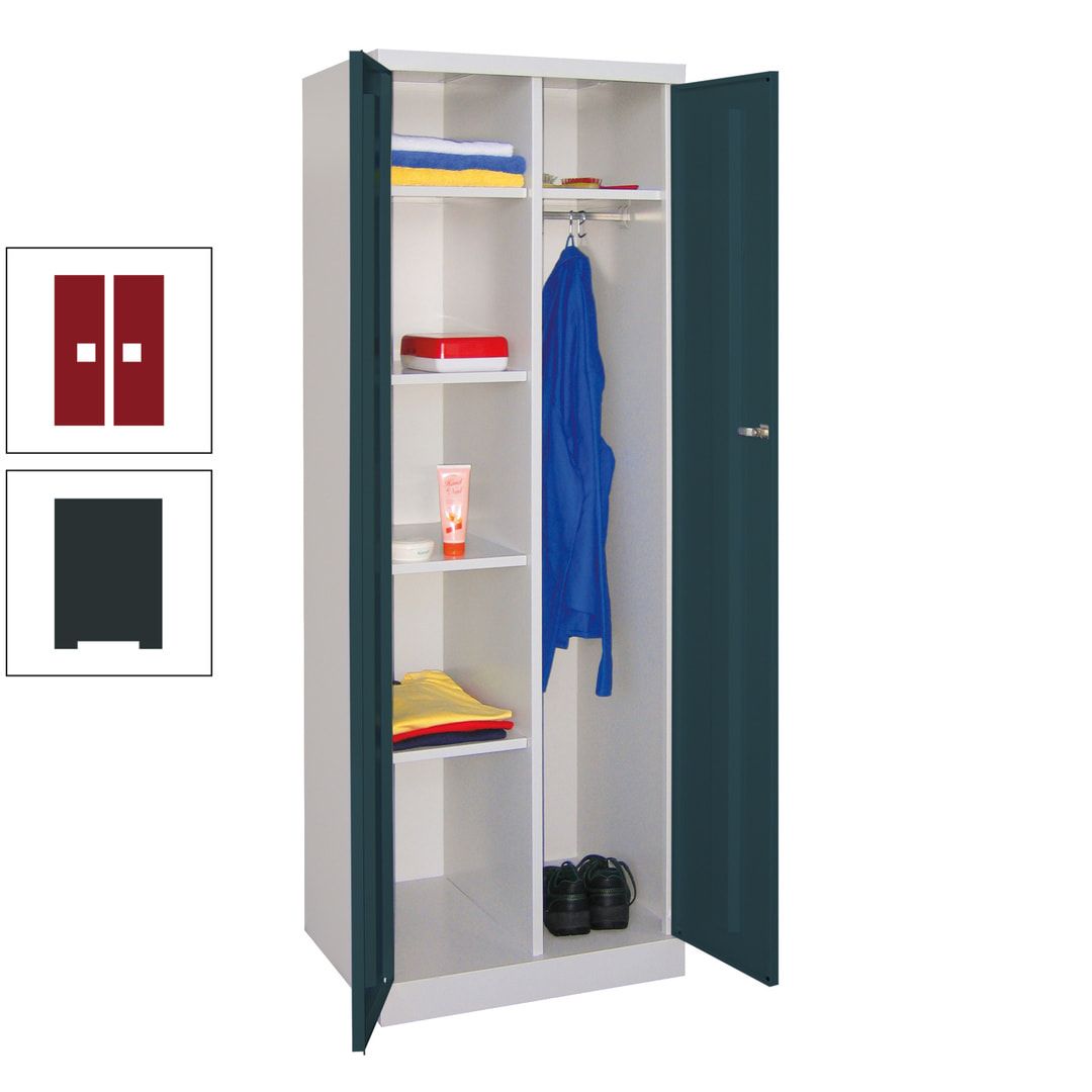 Kleiderschrank mit Sockel - Spind - 1 Abteil mit Trennwand - 1.800x600x500 mm (HxBxT) - Zylinderschloss - anthrazitgrau