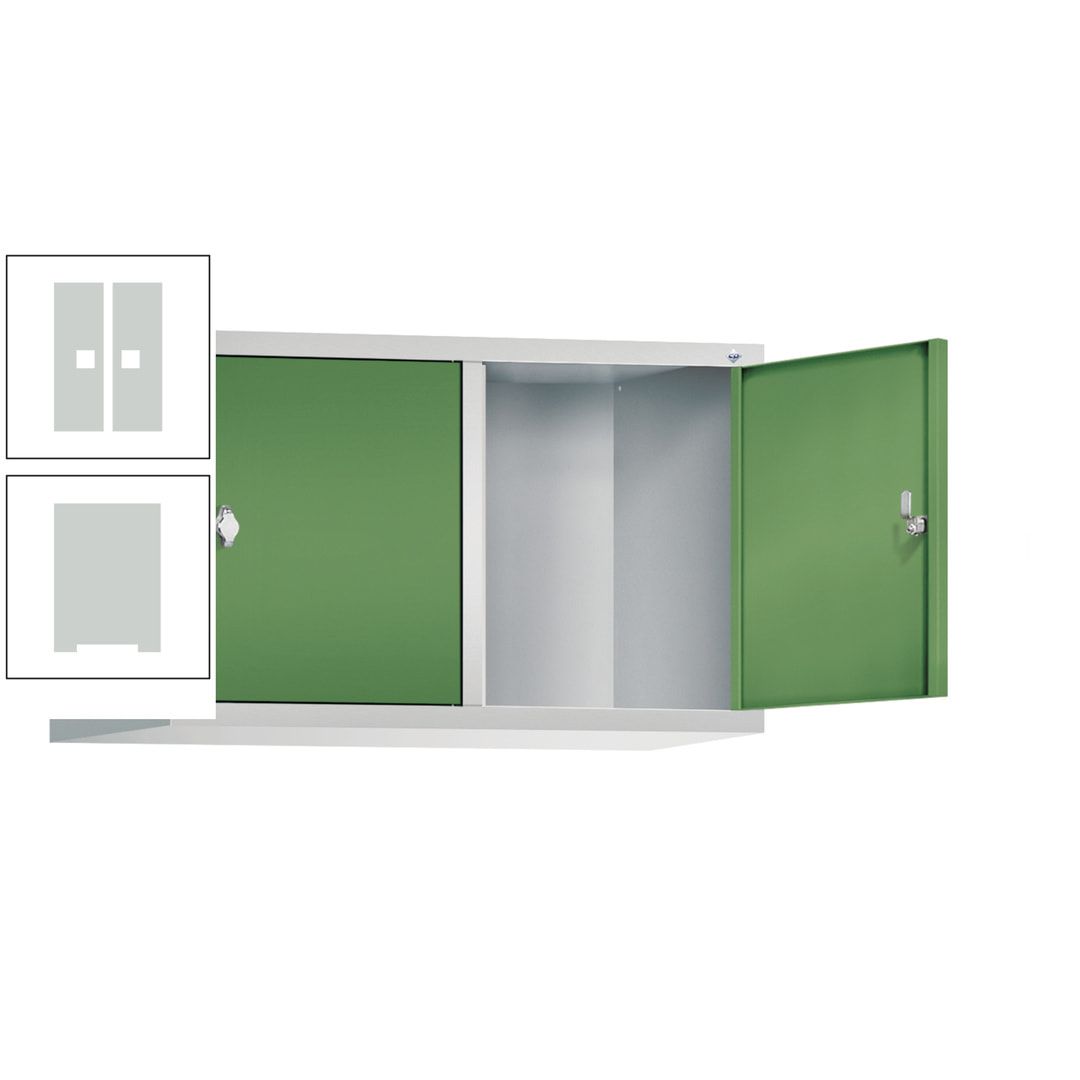 Aufsatzschrank für Spinde und Schließfachschränke, 2 Abteile, Korpus anthrazitgrau, Türen anthrazitgrau, 500 x 810 x 500 mm (HxBxT), Stahlschrank