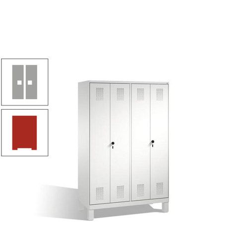 Doppel-Spind, Doppeltüren, Garderobenschrank mit Füßen, 4 Abteile a 300 mm, Korpus anthrazitgrau, Tür anthrazitgrau, 1.850 x 1.200 x 500 mm (HxBxT)