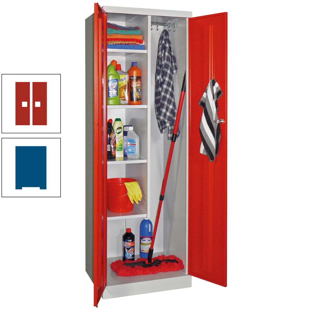 Putzschrank mit Sockel - 1 Abteil mit Trennwand - 1.800x600x500 mm (HxBxT) - Zylinderschloss - anthrazitgrau