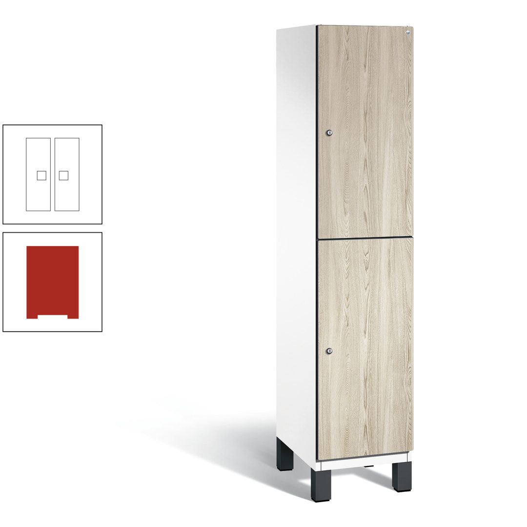 Fächerschrank, Garderobenschrank, mit Füßen, 1 Abteile, 1.980 x 400 x 525 mm (HxBxT), Korpus anthrazitgrau, Tür Donau-Ahorn