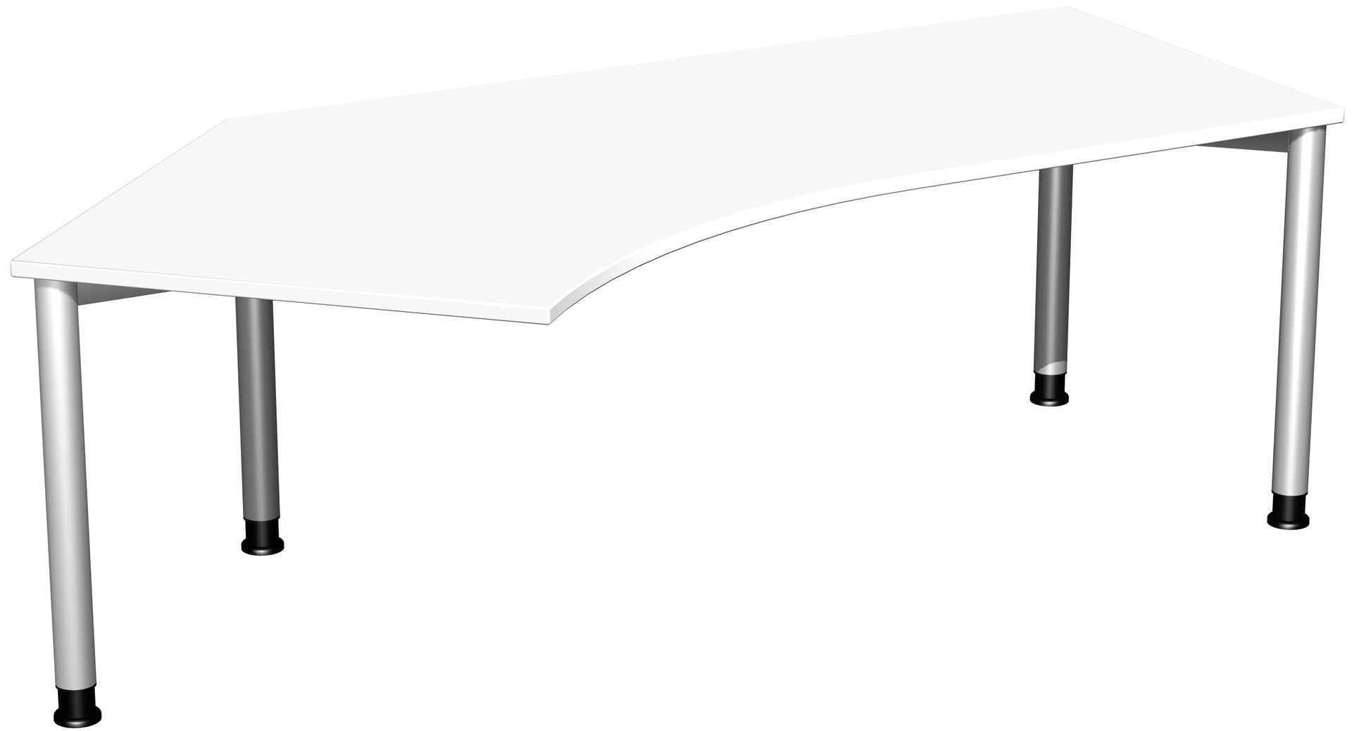 Schreibtisch, einseitig verkürzt, 4-Fuß Flex, Winkel links, höhenverstellbar, 680-800 x 2.166 x 1.130 mm (HxBxT), Gestell anthrazit, Dekor lichtgrau