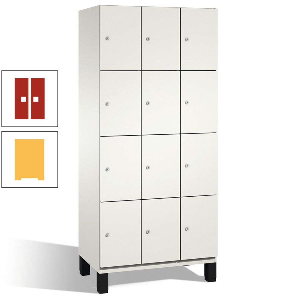 Fächerschrank, Stahlschrank, 12 Fächer, Türöffnungsbegrenzer, mit Füßen, Korpus lichtgrau, Tür anthrazitgrau, 1.980 x 900 x 525 mm (HxBxT)