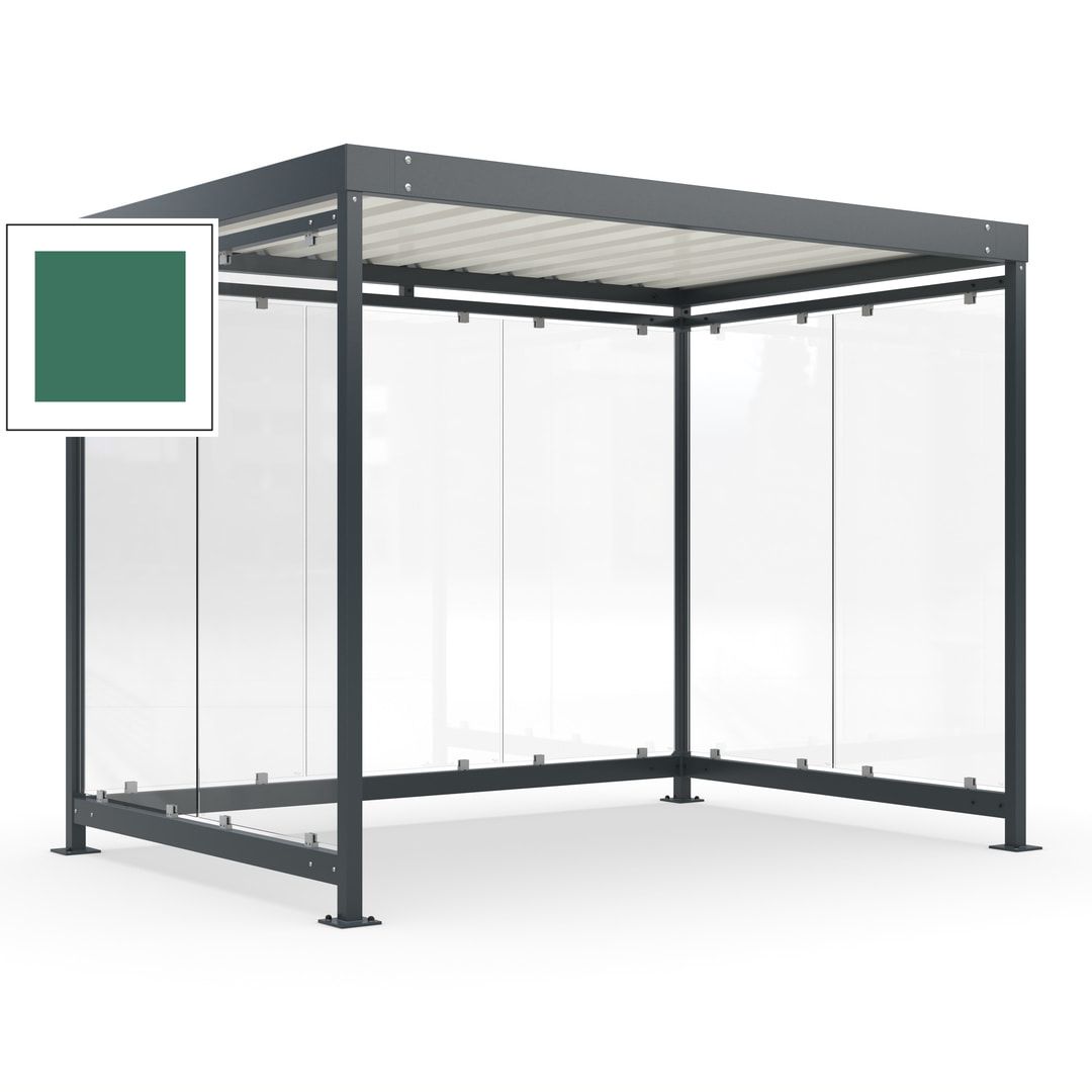 Raucherunterstand, Bausatz, Fahrgastunterstand, Bushaltestelle, 2.510 x 3.180 x 2.165 mm (HxBxT), 7 Wände, Achatgrau