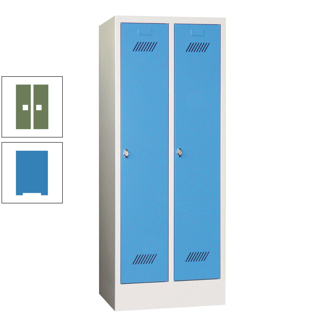 Spindschrank f. Schulen - mit Sockel - Höhe 1.600 mm - 2 Abteile a 300 mm - Drehriegel - anthrazitgrau