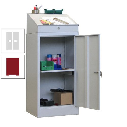 Stehpult mit Schrank - Vollblechtür - Zylinderschloss - 1 Ausziehboden - 1.270x500x500 mm (HxBxT) - anthrazitgrau