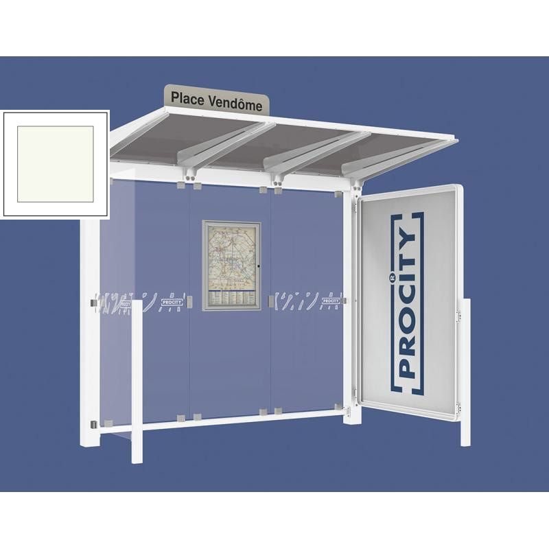 Buswartehalle - Unterstand - Fahrplankasten - Haltestellenschild - Seitenwand - Schaukasten- 2.390 x 2.500 x 1.500 mm (HxBxT) - enzianblau