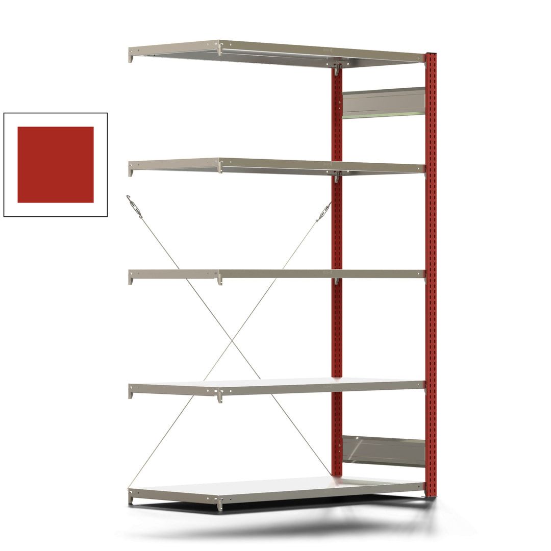 Fachbodenregal mit Tiefenriegel - 150 kg - 2.000 x 1.285 x 600 mm (HxBxT) - Anbauregal - Rahmen enzianblau - Böden verzinkt - BERT