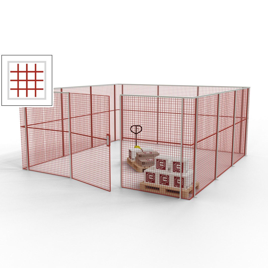 Maschinen Schutzgitter - Hallentrennwand - Sicherheitszaun - Tür - 18 m - 2.200 x 4.900 x 4.900 mm (HxBxT) - enzianblau