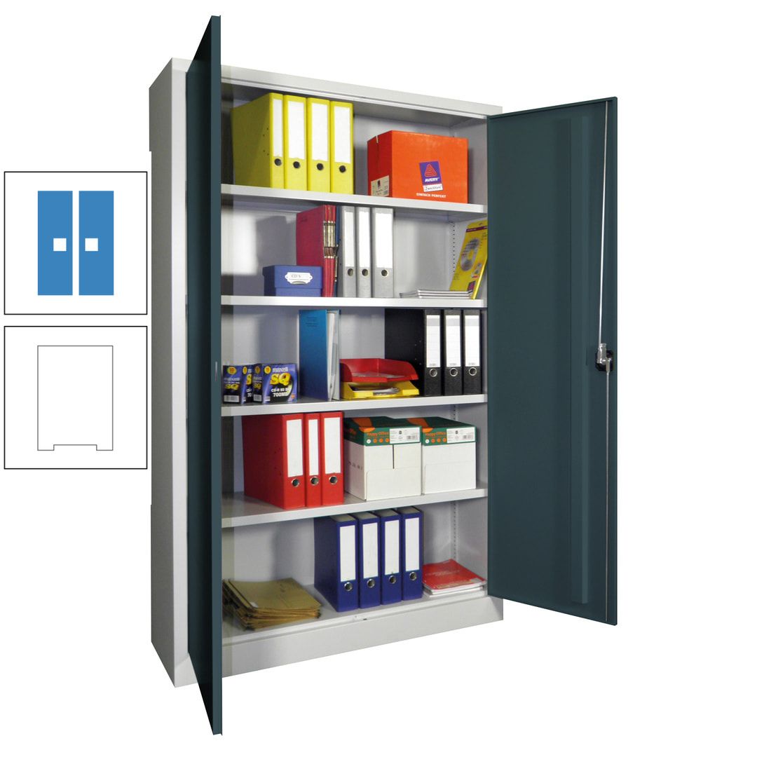 Aktenschrank - Vollblechtüren - 1.950x1.200x400 mm (HxBxT) - 4 Einlegeböden verzinkt - Zylinderschloss - anthrazitgrau