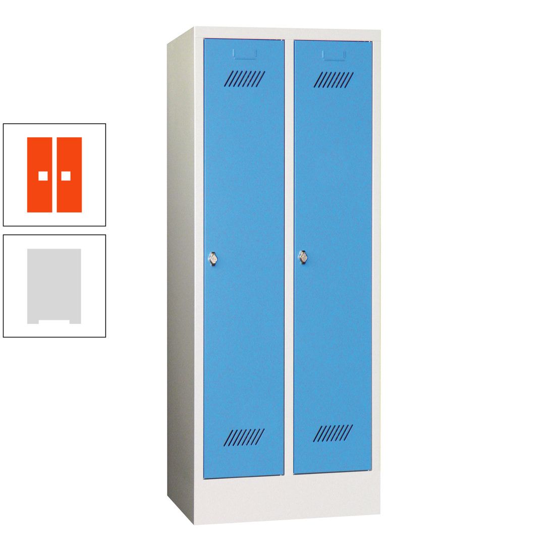 Spindschrank f. Schulen - mit Sockel - Höhe 1.600 mm - 2 Abteile a 300 mm - Drehriegel - anthrazitgrau