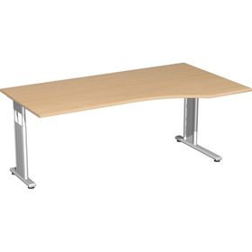 Eckschreibtisch, Bürotisch, Füße wählbar, C-Fuß Flex, Ecke rechts, 720 x 1.800 x 1.000 mm (HxBxT), Gestell silber, Dekor wählbar