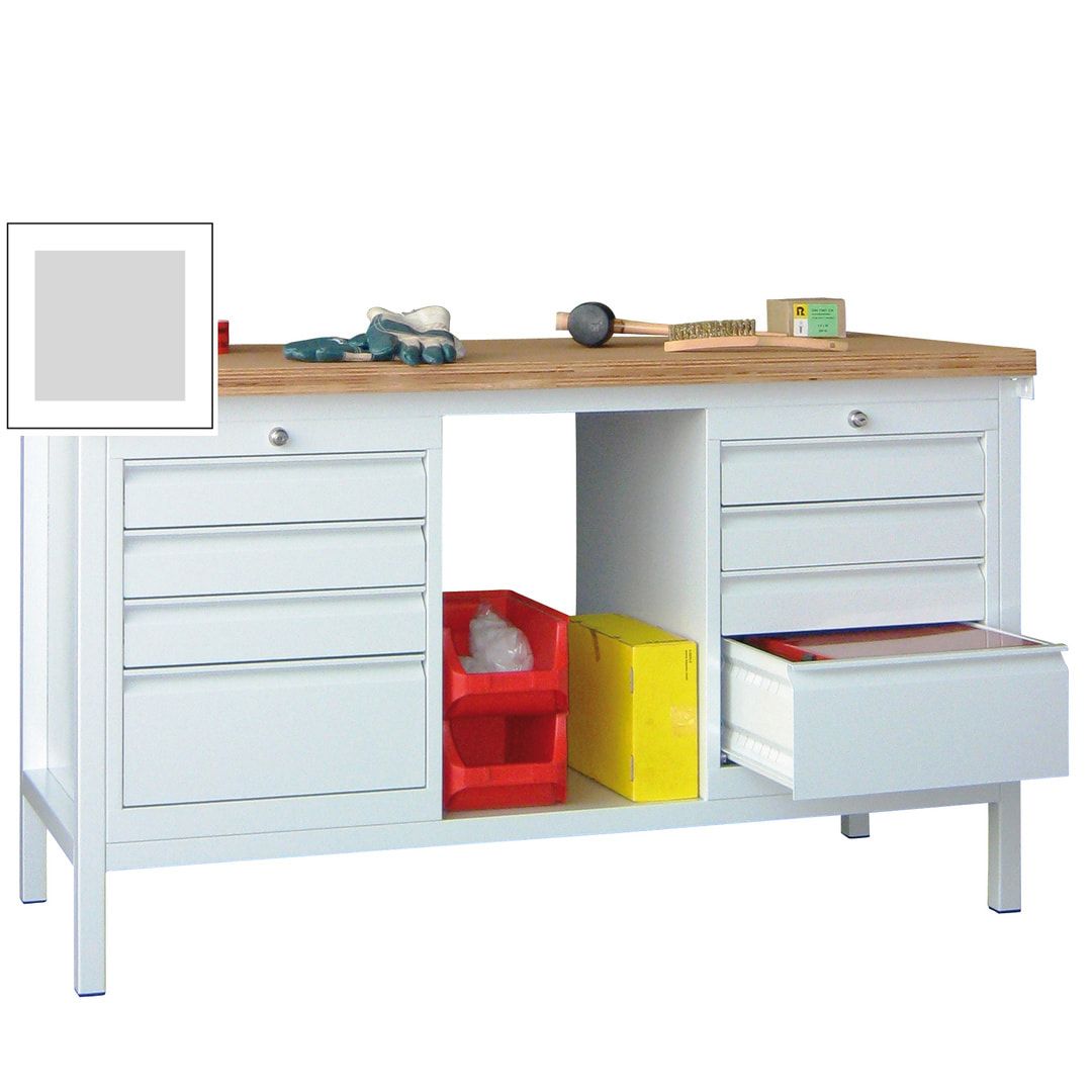 Werkbank - 2 Schubladenblöcke - 900 x 1.500 x 700 mm (HxBxT) - anthrazitgrau