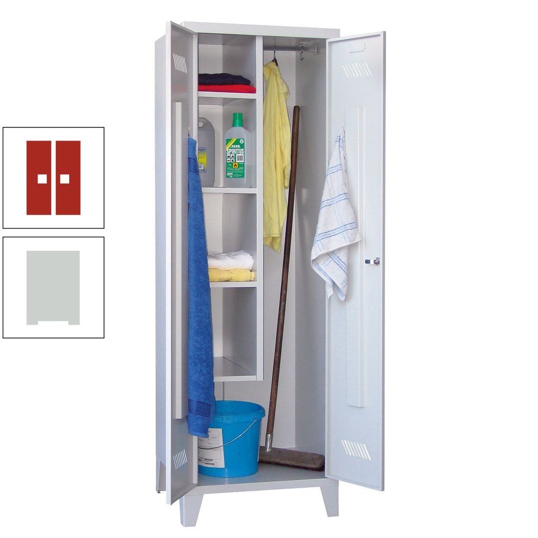 Putzschrank mit Füßen - 1 Abteil mit Trennwand - 1.850x600x500 mm (HxBxT) - Drehriegel - anthrazitgrau