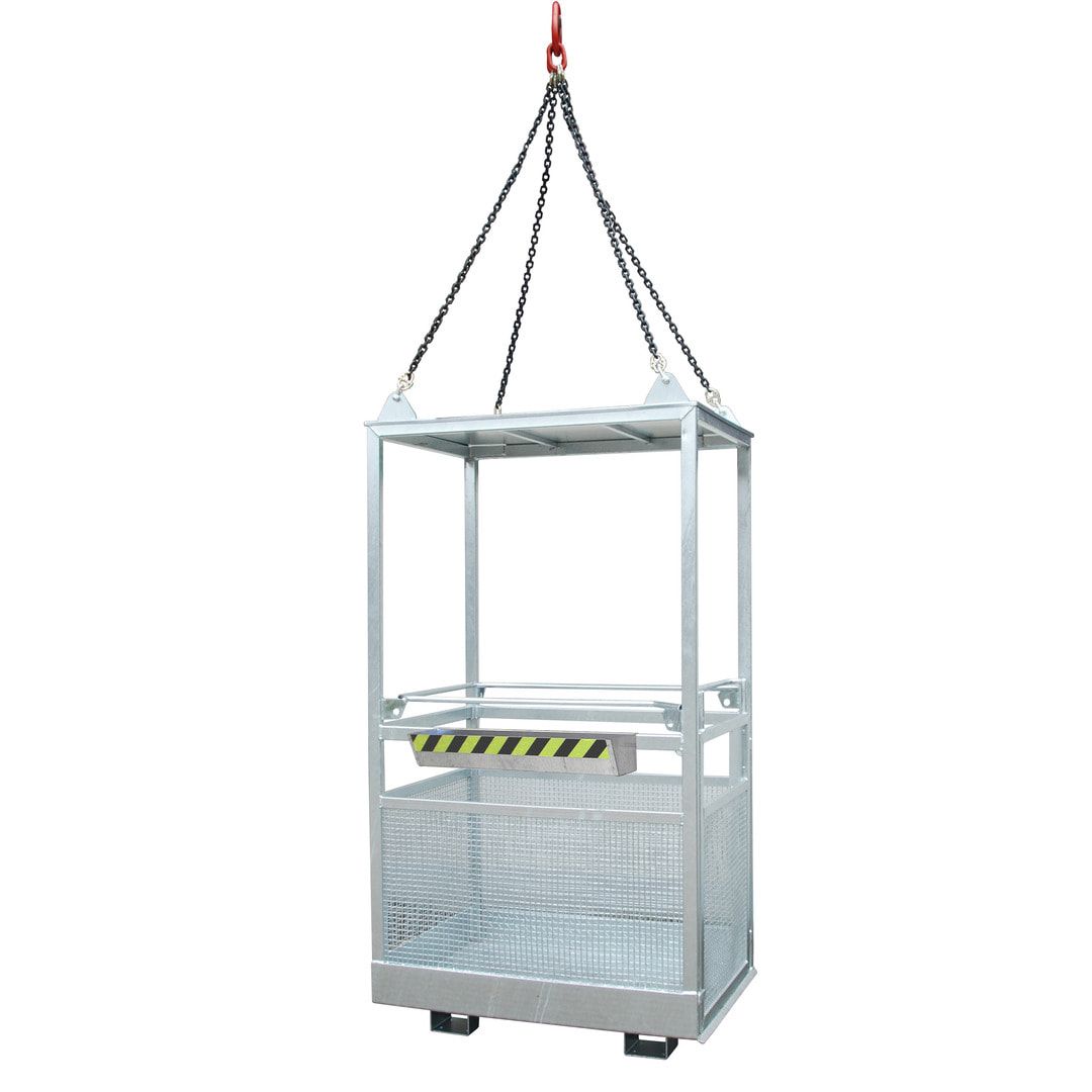 BAUER Arbeitskorb - Montagebühne - Staplerkorb - 470 kg - 2.300 x 1.200 x 800 mm (HxBxT) - kranbar - gelborange