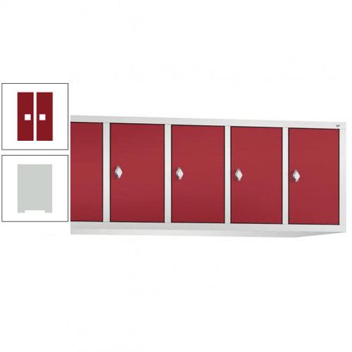 Aufsatzschrank für Spinde und Schließfachschränke, 5 Abteile, Korpus anthrazitgrau, Türen anthrazitgrau, 500 x 1.480 x 500 mm (HxBxT), Stahlschrank
