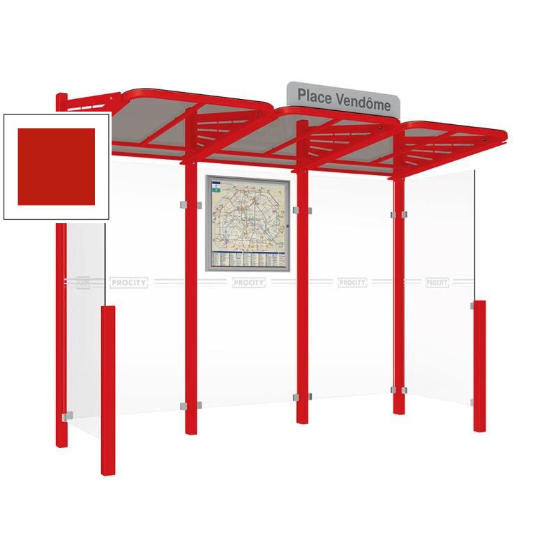 Buswartehalle - Unterstand - modular - Fahrplankasten - Haltestellenschild - Seitenwände - 2.200 x 3.000 x 1.500 mm (HxBxT) - enzianblau